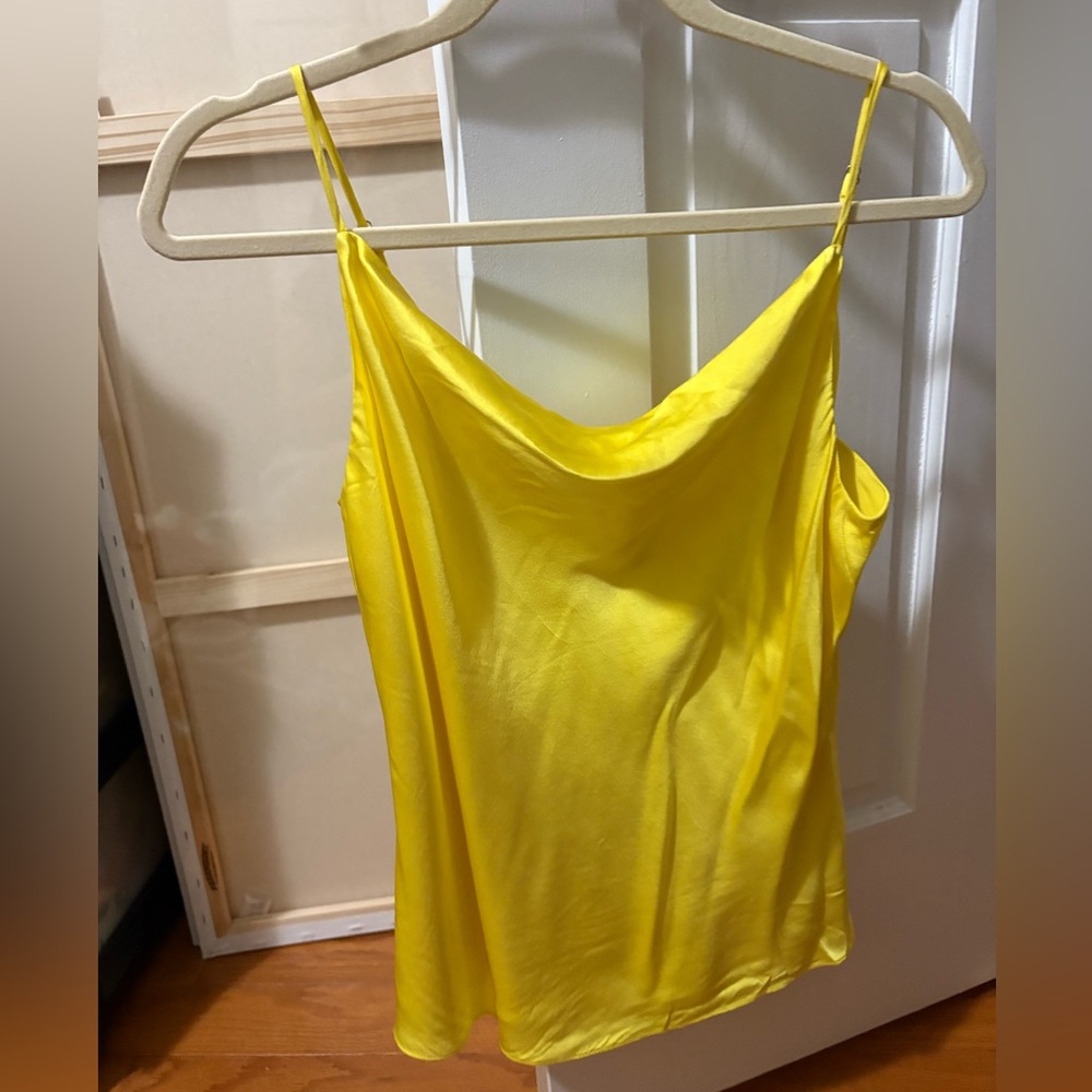 Butter yellow l'agence silk cowl neck top